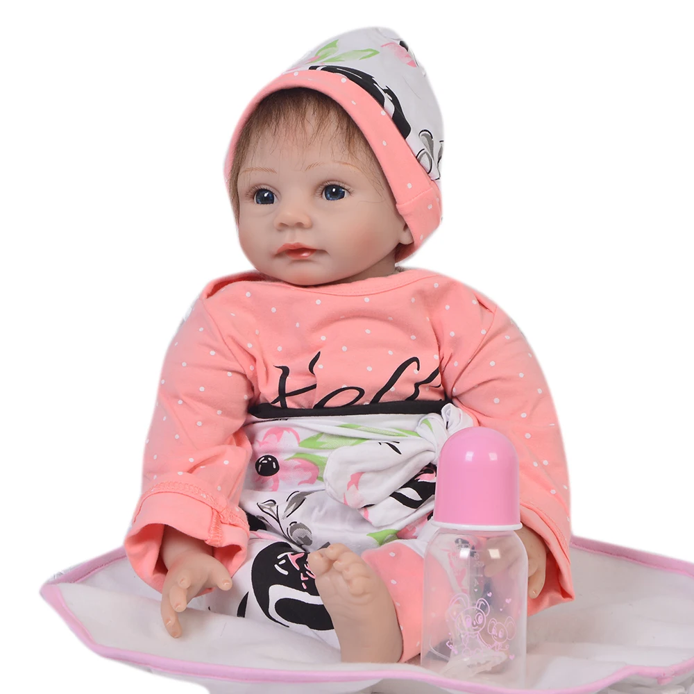 

Fashion 55 cm Reborn Toy Soft Silicone Newborn Doll For Girl 22'' Lifelike Reborn Baby Doll Cloth Body Kids Christmas Gifts