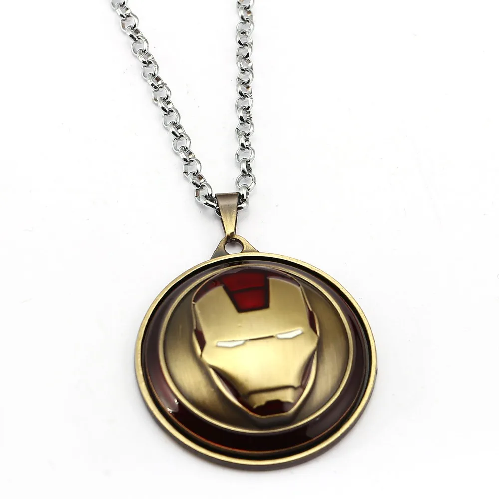 

7 colors Iron Man Necklace The Avengers Rotatable Pendant Fashion Stainless Steel Ironman Necklaces Gift Jewelry Accessories