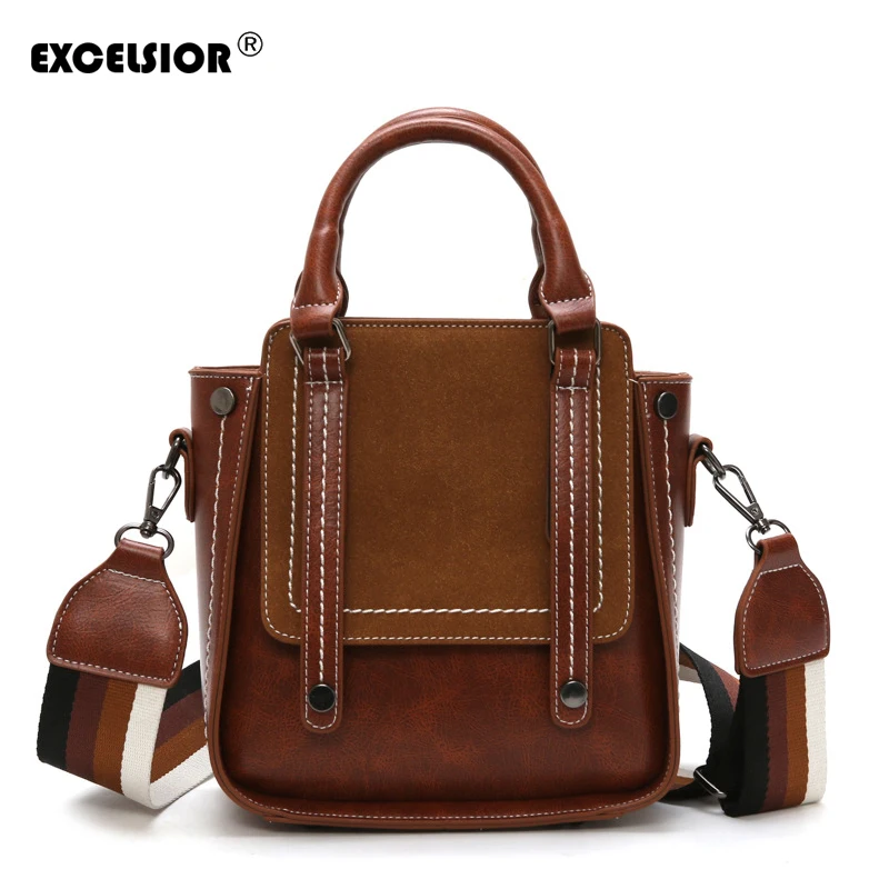 

EXCELSIOR Vintage Women's Bags PU Leather Designer Handbags Ladies Shoulder Bags For Female with Two Strap Bolsa Feminina