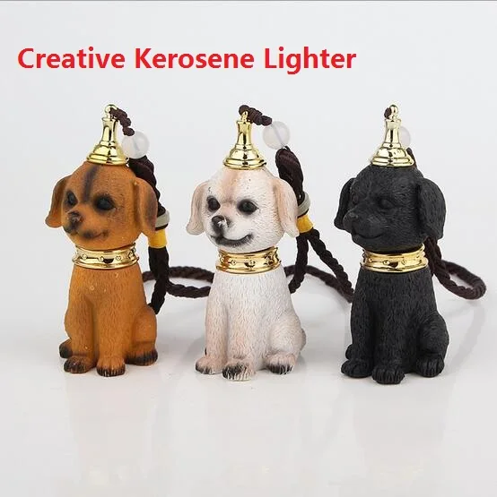 

Creative puppy pendant lighter, grinding wheel flame kerosene lighter