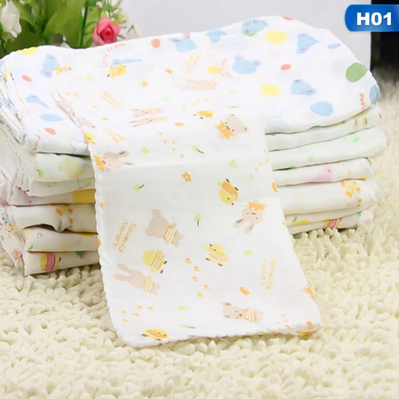 

1Pcs color random High-Density 100% Cotton Gauze Wipe Cloth Baby Handkerchief Face Towel Baby Saliva Towel