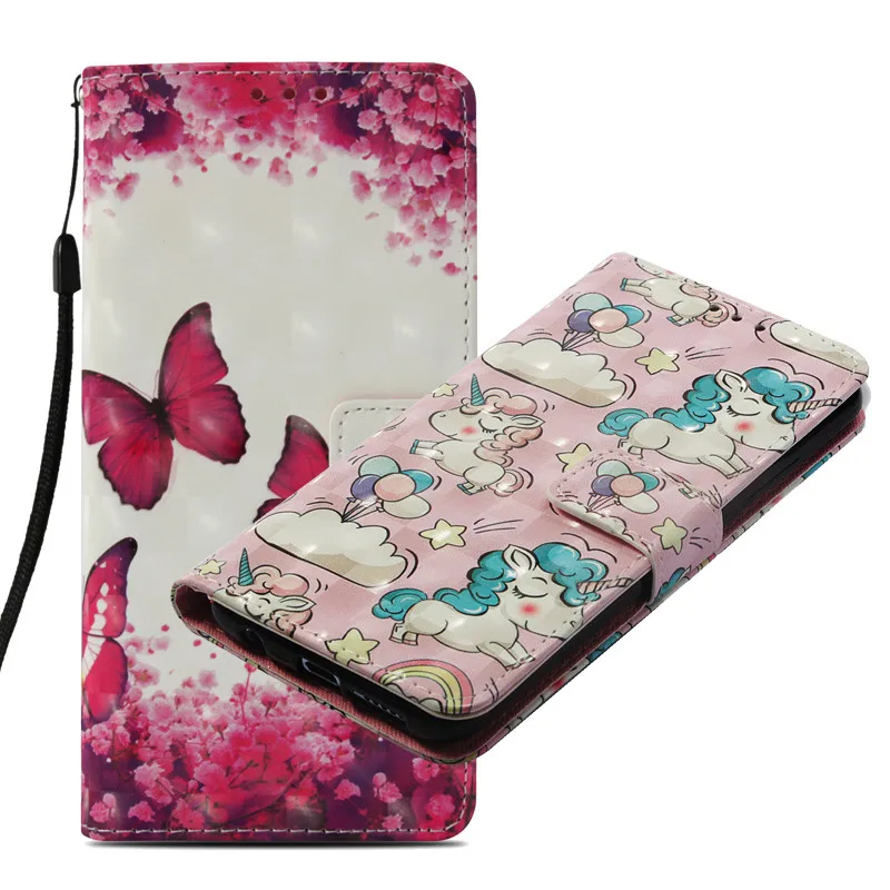 

WeeYRN Butterfly Cartoon Case Honor 10 Funda Huawei Honor 10 Cover Luxury 3D Cute Leather Flip Case Huawei Honor 10 Wallet Cover