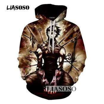 

LIASOSO Newest Design 3D Hoodies 2017 Mens Hoodies And Sweatshirts Tokyo Ghoul Hip Hop Fashion Men /Women Anime Hoodies R3995