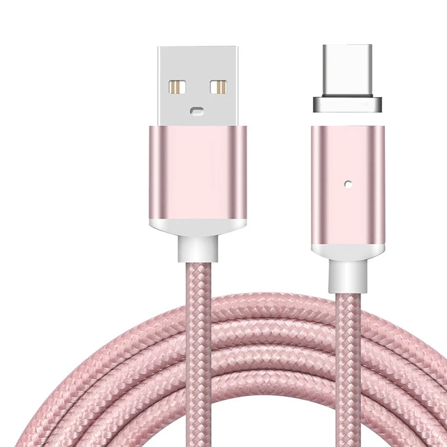 Магнитный кабель usb type C USB-C type-C USB быстрое зарядное устройство магнитный кабель для samsung S8 S9 Plus Note 8 A3 A5 зарядный кабель - Тип штекера: Rose Gold