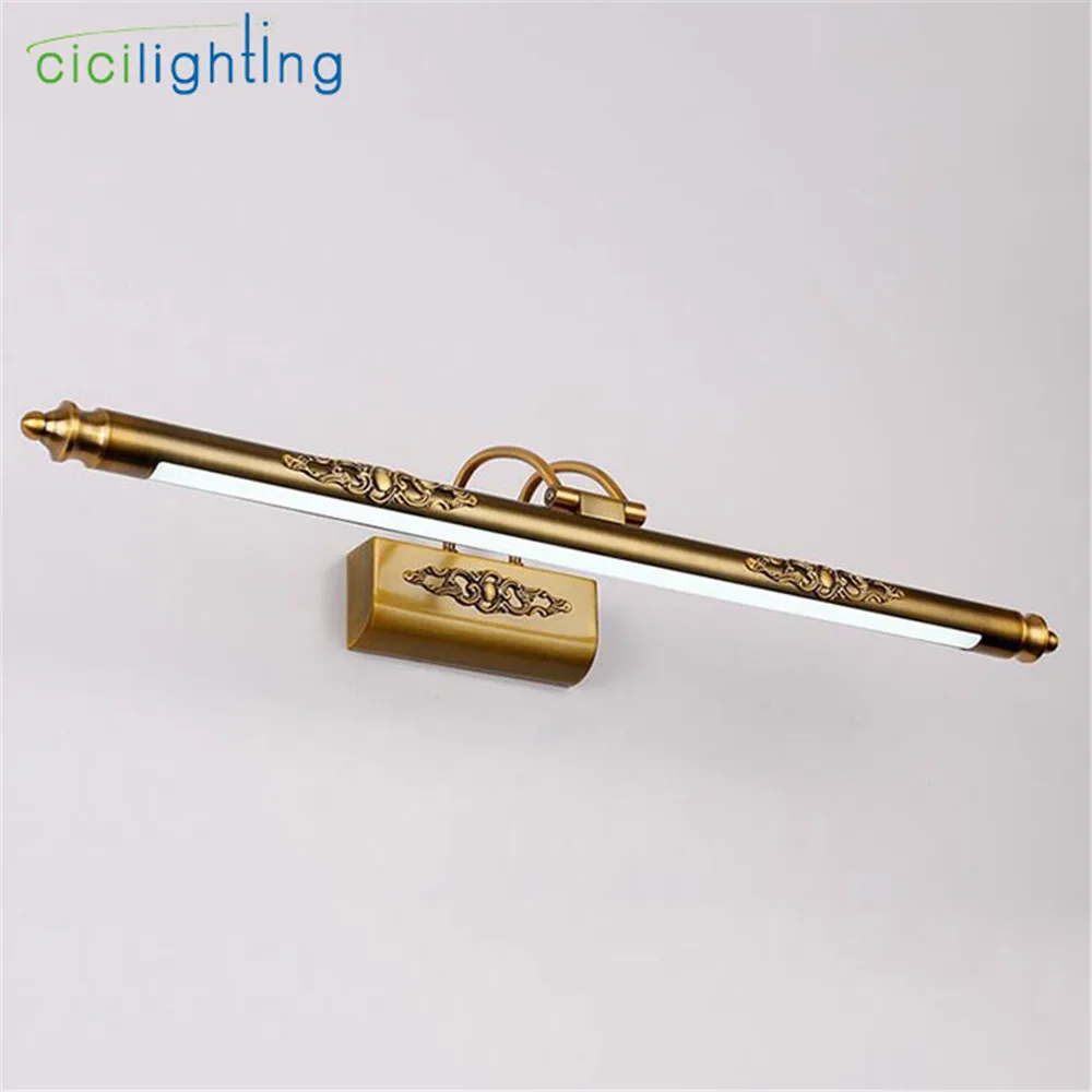 110V 220V L50cm L70cm L90cm Американский Ретро Бронзовый лампа Светодиодная зеркальная