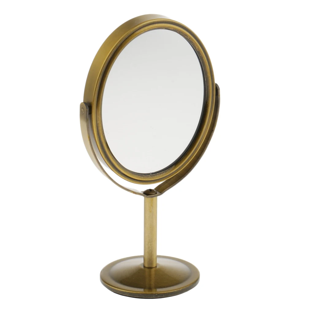 16 см Мини Двойное боковое зеркало нормальное увеличительное овальное зеркало с металлической подставкой Настольный декоративный вращающийся макияж зеркала