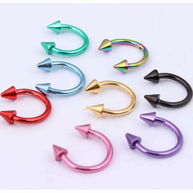 

2 Piece Colorful 316L Stainless Steel Spike Ball 16Gx8x3mm Circular Barbell Nostril Nose Ring Nipple Body Piercing Jewelry