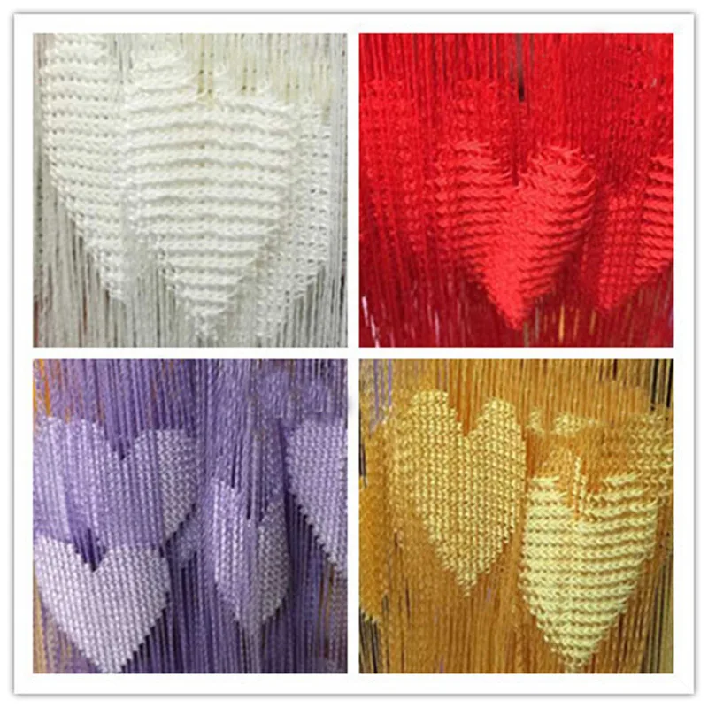 Love heart Line String Curtain Window Shades Door Divider Sheer Separate Curtain Romantic Wedding Decor Curtain Home Decoration