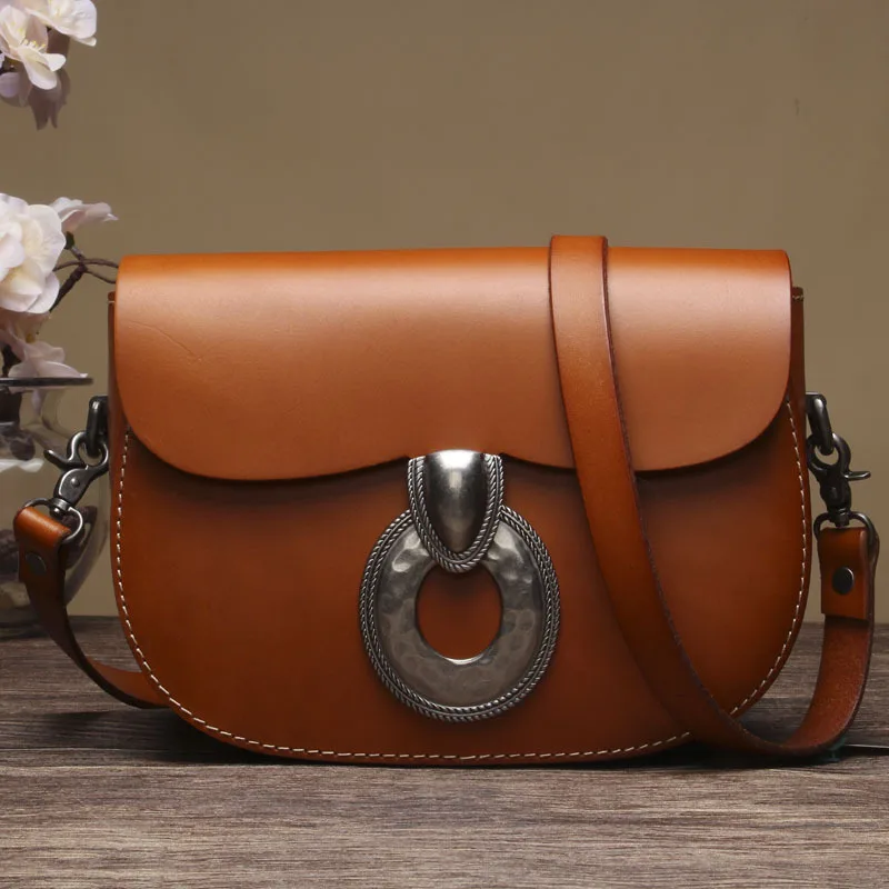 

23x16CM vegetable tanned leather Messenger Bag Women Small Flap bag A4218
