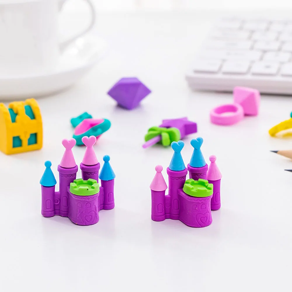 

1 Set New Creative Stationery Supplies Pencil Erasers Castle Crown Shape Erasers Rubber Pencil Erasers School Student Prizes