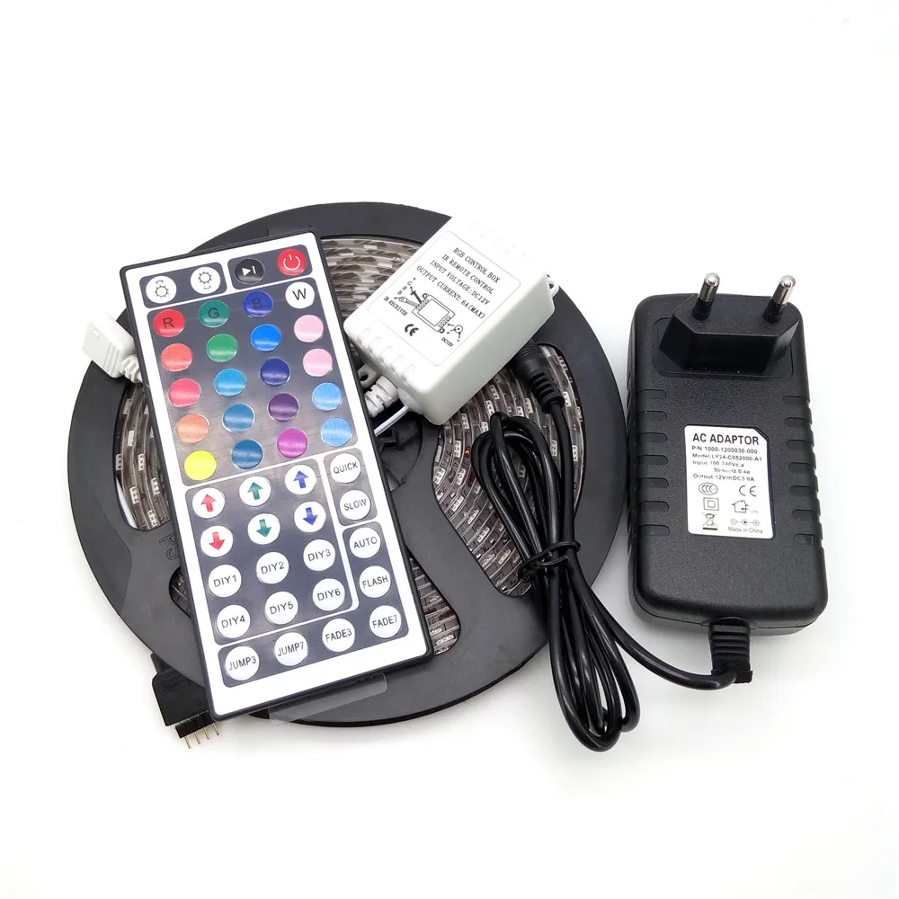 LED Strip Light 5050 RGB 5M 300 LED Flexible Strip Light Set + 44Keys