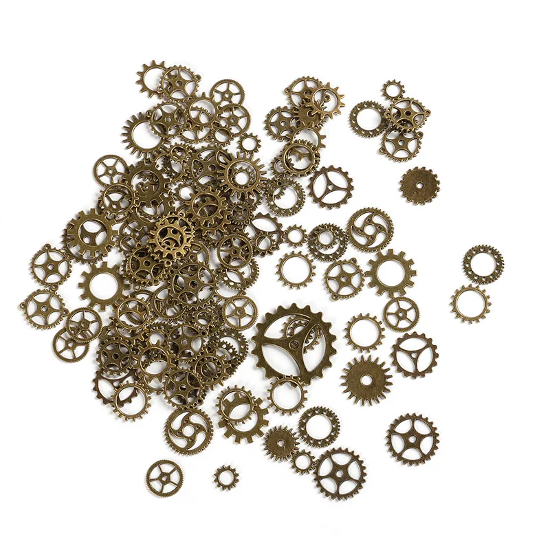 

100g Pieces of Watches Wheels Dentees Steampunk Gear Assorted Clock Vintage Jewelry Making (bronze)