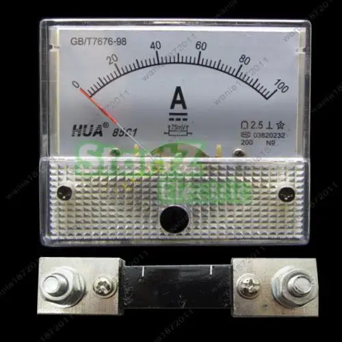 Ammeter Shunt Meter Panel 0-100A Outlet Current Amp DC Factory Analog 