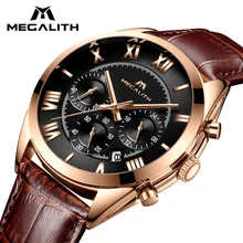 MEGALITH модные деловые часы для мужчин спортивные кварцевые часы для мужчин s часы лучший бренд класса люкс Водонепроницаемые кожаные часы Relogio Masculino