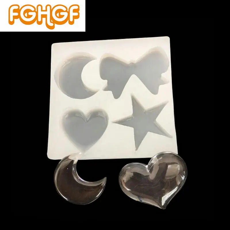 

Bowknot Resin Earring Necklace DIY Jewelry Tool Silicone Mold Cute Moon Star Cabochon Pendant Accessories Flatback Decoration