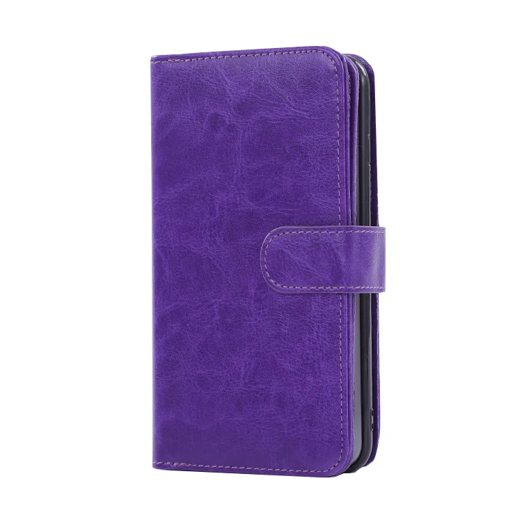 2 в 1 кожаный чехол-кошелек для телефона iphone 6 6 S 7 8 PLUS X XS XR MAX панель для телефона Адсорбция кронштейн слот фоторамки флип - Цвет: purple