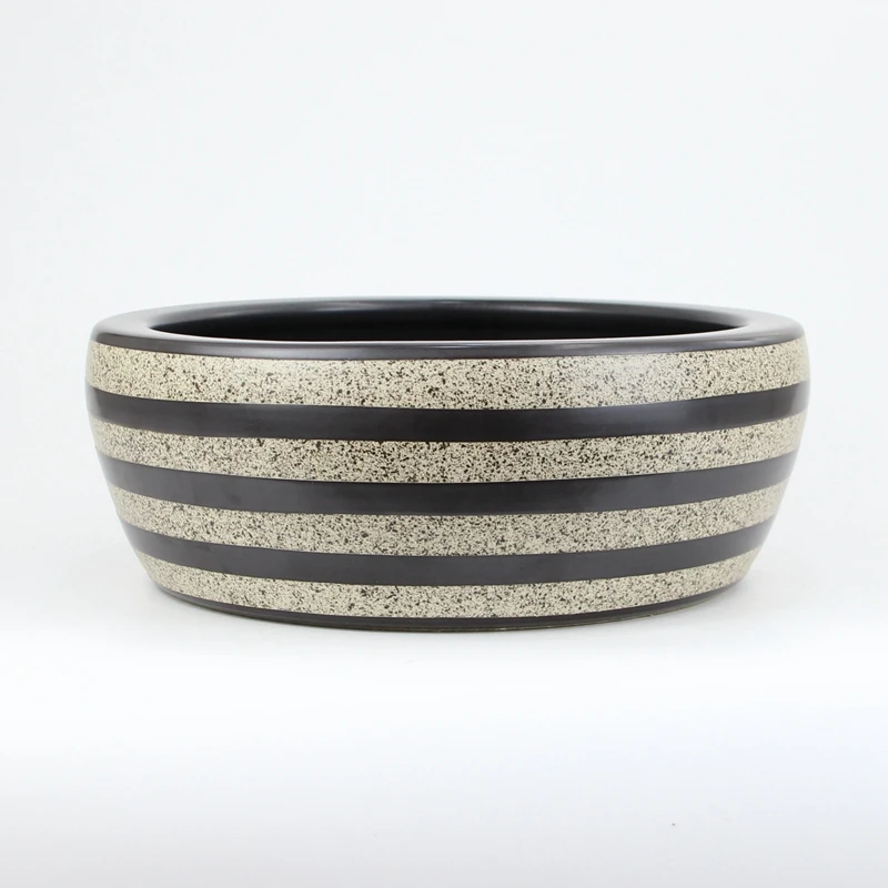 

High Quality Ceramic Wash Basin All Hand Painted Marble Strip Pattern Wash Sinks Porcelain Bathroom Wash Basin
