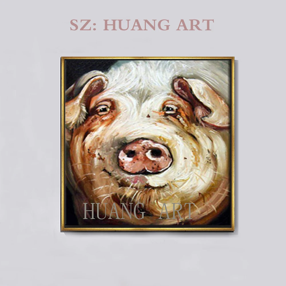 Lovly Fat Pig Oil Painting Canvas Modern Abstract Art For Living Room Decor Lobby sofa bedroom club Animal pig oil pain | Дом и сад