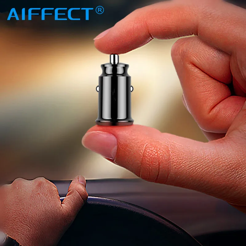 AIFFECT شاحن سيارة USB صغير للجوال هاتف لوحي 3.1A 2 منافذ USB سيارة مهايئ شاحن الهاتف لسامسونج فون شحن سريع