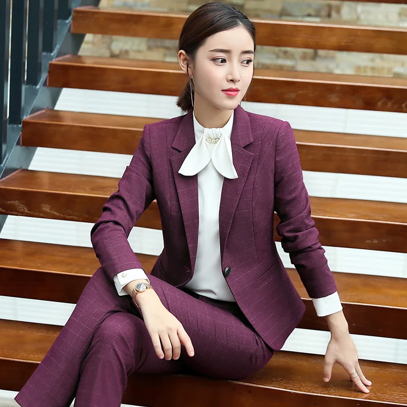 

Suit Female Autumn New Korean Version of The British Style Fashion Temperament Suit Suit Slim Professional Office Two-piece
