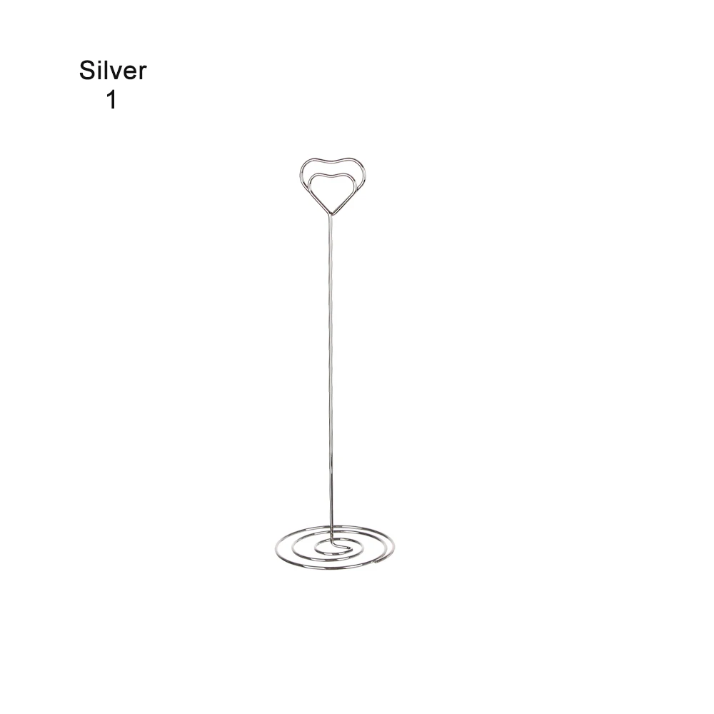 9 видов стилей, модный металлический держатель для карт, классный Свадебный настольный декор, фото папка, романтическая форма сердца, зажимы, подставка - Цвет: Style 2 - silver 1