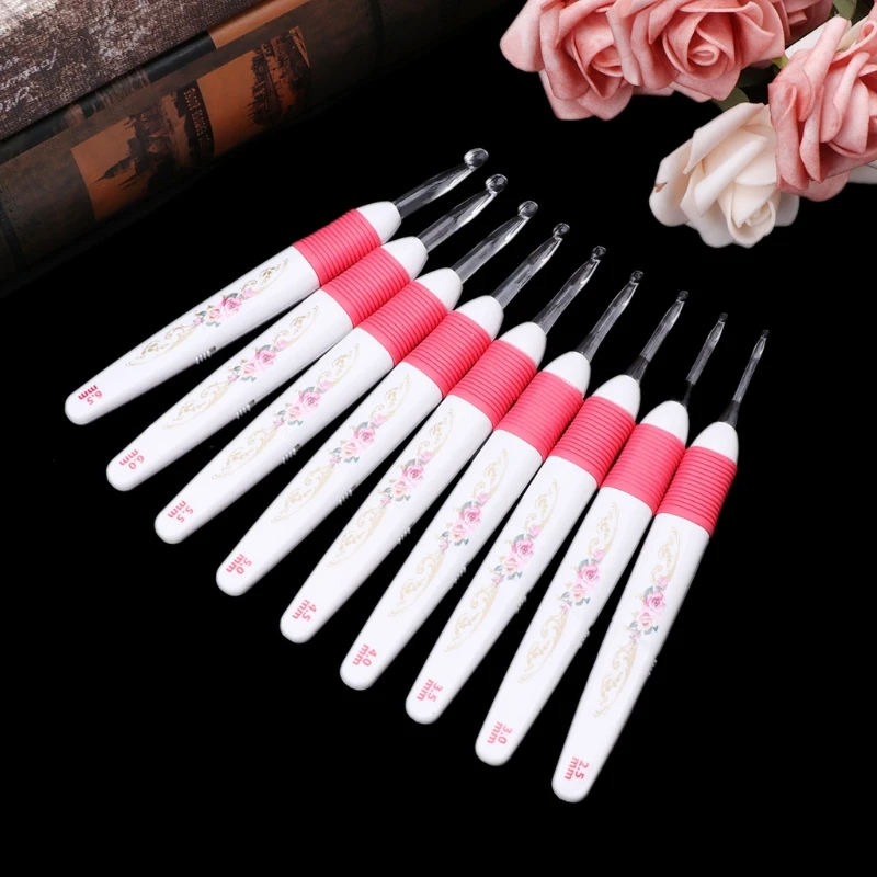 9 Sizes LED Crochet Hooks Set Weave Sewing Tools Craft Light Up
