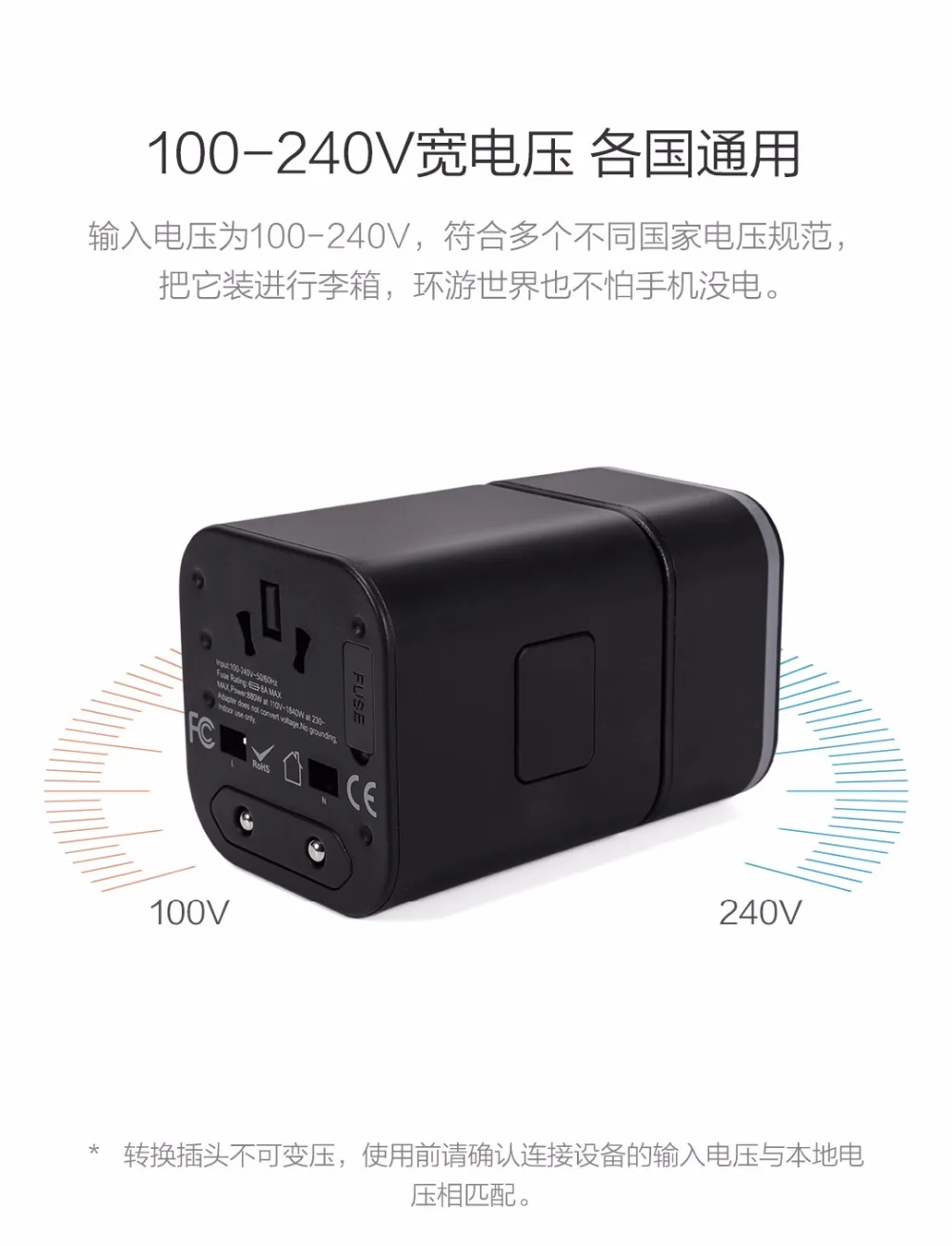 Xiaomi 90 multifunction conversion plug CNUSAUEUDEUK Travel Power Adapter 100-240v Type-C USB connector QC3.0 Fast charge (19)