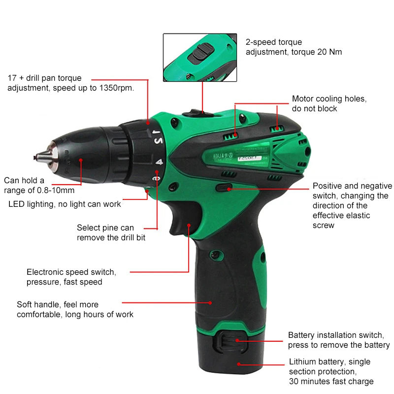 LAOA 12V Electric Screwdriver Lithium Battery Electric Drill for Wood Tile LAOA 12V Electric Screwdriver Lithium Battery Electric Drill for Wood Tile