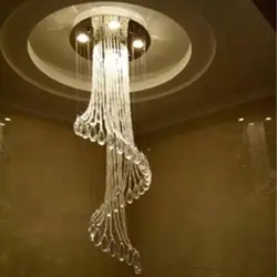 Спираль дизайн хрустальная люстра освещение Современная столовая гостиная кристалл светодио дный лампы Блеск светодиодные огни лестницы