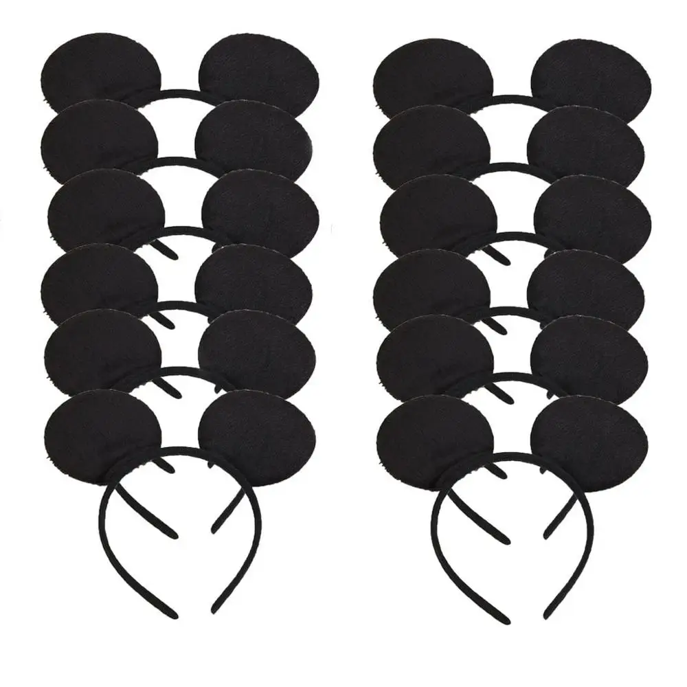 12 шт. уши Минни Маус черные розовые банданы с блестками на Хэллоуин сувениры для вечеринки ко дню рождения Детские аксессуары для волос(12 черных блесток розового цвета - Цвет: 12 Black