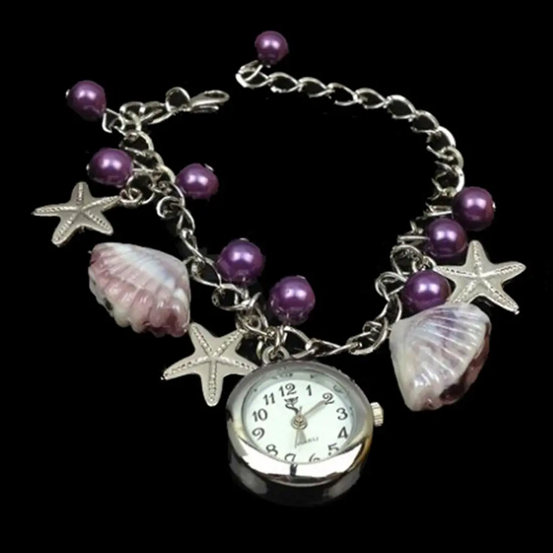 

Lady Jewelry Beads Round Flowers Bracelet Watch Christmas Gift, 6COLOR