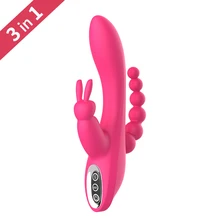Triple Curve Rabbit Vibrator-12 Function Rechargeable G-spot and P-spot Anal Vibrator Clit Stimulator Dildo Vibrator for Women