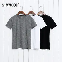 SIMWOOD 2019 лето бренд Для мужчин с короткими рукавами хлопок Обтягивающая футболка рубашка Однотонная повседневная обувь О-образным вырезом