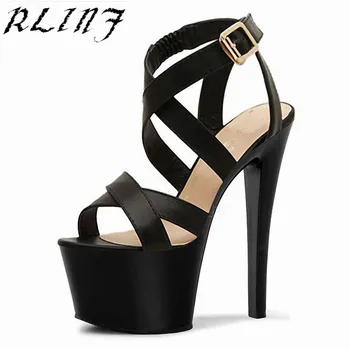 

RLINF Sexy Women Pumps High Heel Temperament 17cm Roman Fish Mouth Sexy Hollow