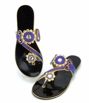 

Wonderful royal blue rhinestone women sandals with big crystal design african black low heel shoes for dress V23