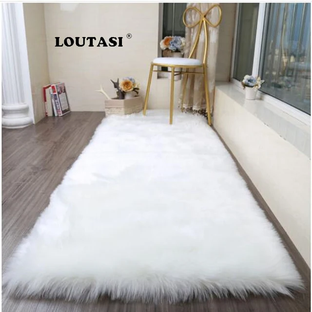 Loutasi Long Faux Fur Artificial Skin Rectangle Fluffy Chair Sofa Loutasi Long Faux Fur Artificial Skin Rectangle Fluffy Chair Sofa Cover Carpet Mat Area Rug For