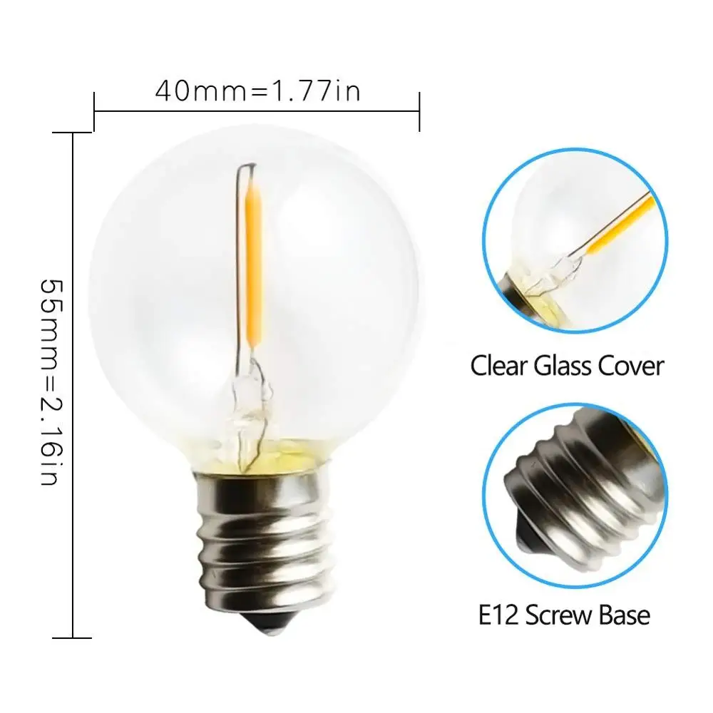 GANRILAND G40 1 W светодиодный гирлянды 18 футов/26 футов светодиодный Глобус лампы 2700K водонепроницаемый открытый для Патио Сад задний двор праздничные Свадебные украшения