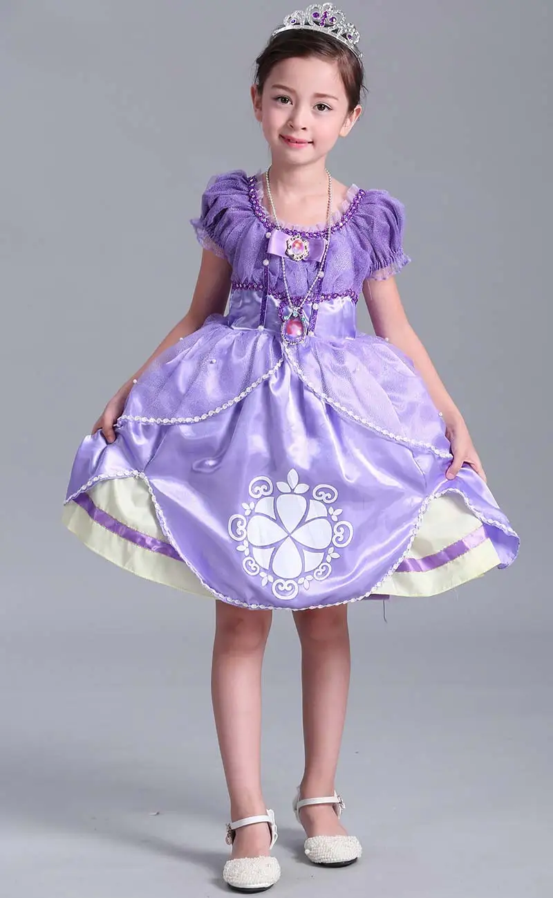 От 3 до 10 лет костюм Софии для девочек; летние платья принцессы для костюмированной вечеринки; 5 слоев; Детские пышные праздничные платья для Хэллоуина и дня рождения