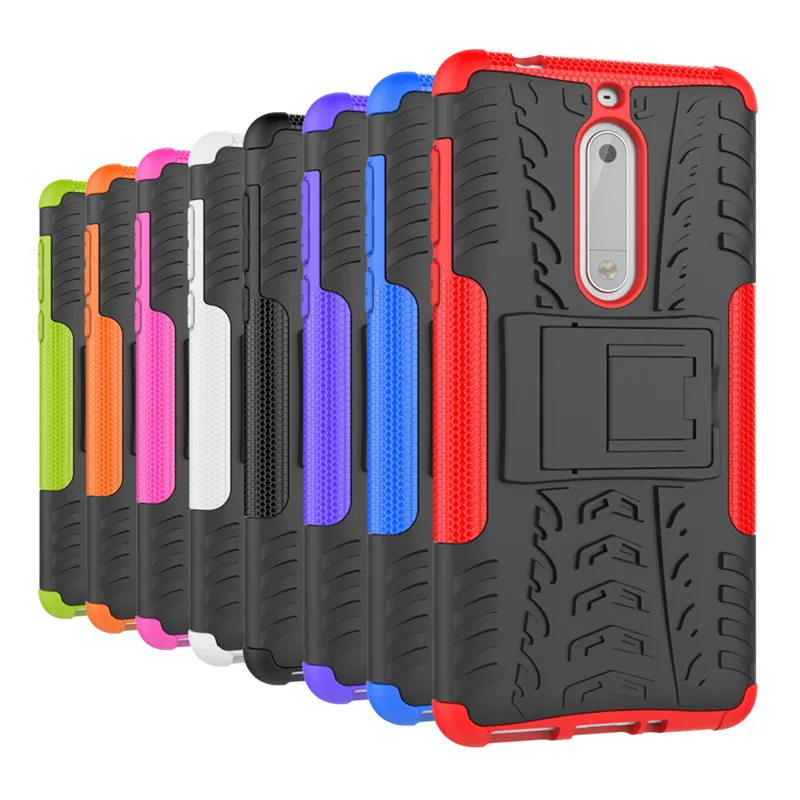Silicon + Plastic 2 in 1 Dual Layer Tough Rugged Shockproof Stand Phone