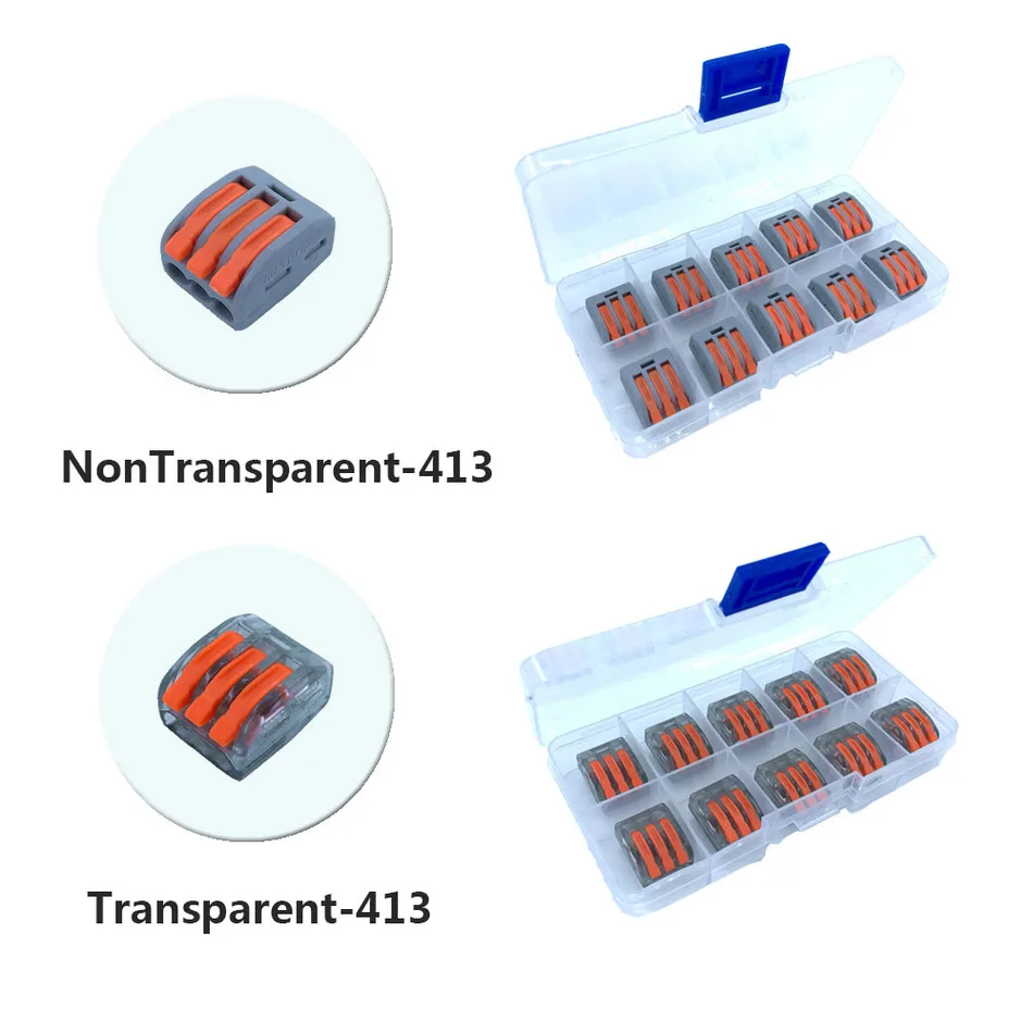 Разъем 222-413 10 шт./кор. клетка Весна Универсальный разъем Быстрый провод проводки проводников клеммный блок Китай