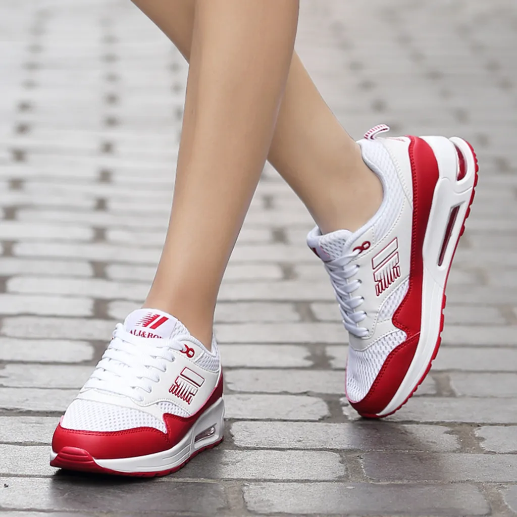 

KANCOOLD Casual Women's Lace Up Sneakers Breathable Running Platform Shoes Colorful Lightweight Slip-On Wear-resistant Sport