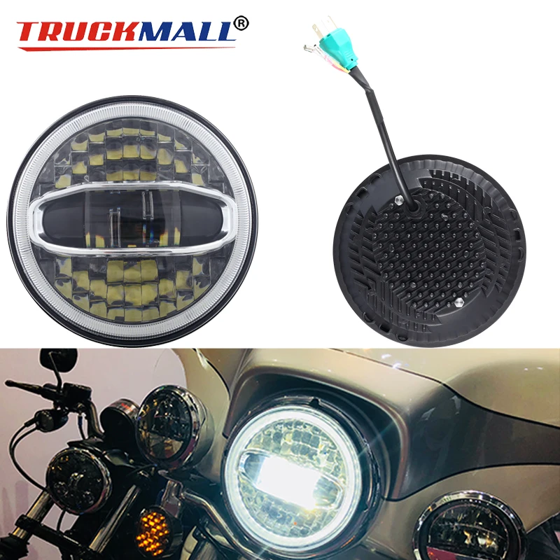 NEW 7 Inch LED Headlight H4 Hi-Lo Beam Lights With Halo Angel Eyes For Lada 4x4 urban Niva Jeep JK Land rover defender Hummer未标题-3