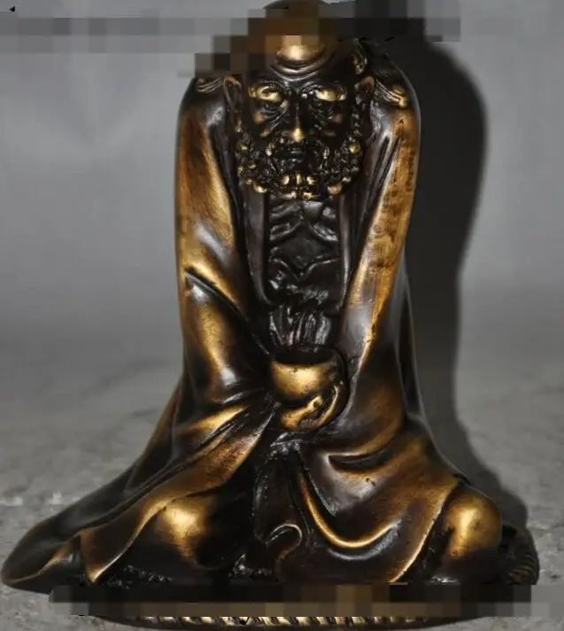 

S4586 Chinese Buddhism Bronze Joss Arhat Damo Bodhidharma Dharma Buddha Bowl Statue