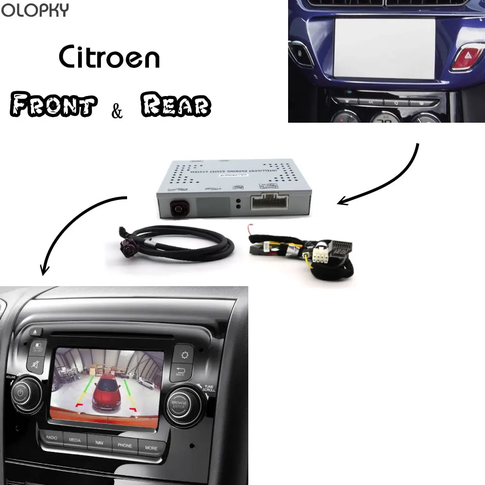

OLOPKY For Citroen Park Assist Front & Bakcup Rear camera interface Reverse Improve C4 C5 C6 DS3 DS5 DS6