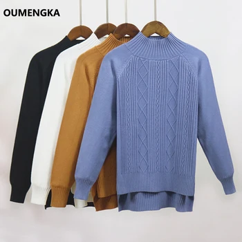 

Women's Sweater Pullovers Female Pull Knitted Winter Sweater Turtleneck Long Sleeve Geometric Knitting Pullover Sweater Women