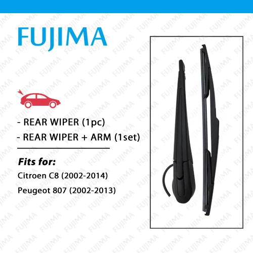 

FUJIMA Rear Wiper Blade and Arm for Citroen C8 / Peugeot 807 (2002-2014) Back Window Windscreen Rear Wiper Arm