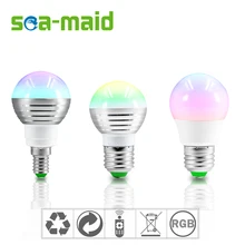 1Pcs E27 E14 LED RGB Bulb lamp 220V 5W LED RGB Spot light dimmable magic Holiday RGB lighting+IR Remote Control 16 colors