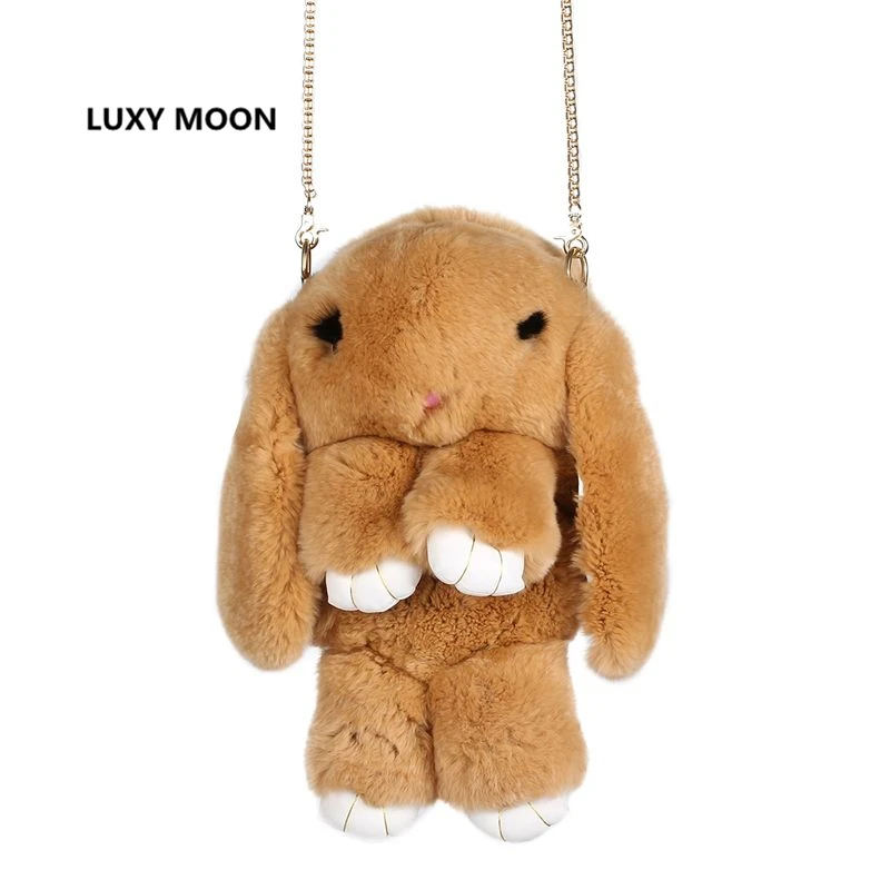 

Fur Bags for Women Rex Fur Chain Shoulder Bag Multifunctional Bagpack for Girls Lolita Bags Funny Crossbody Bag