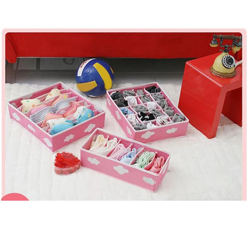 

3 In 1 Underwear Storage Box For Ties Socks Shorts Bra Underwear Organizer Divider Drawer Lidded Closet Organizer