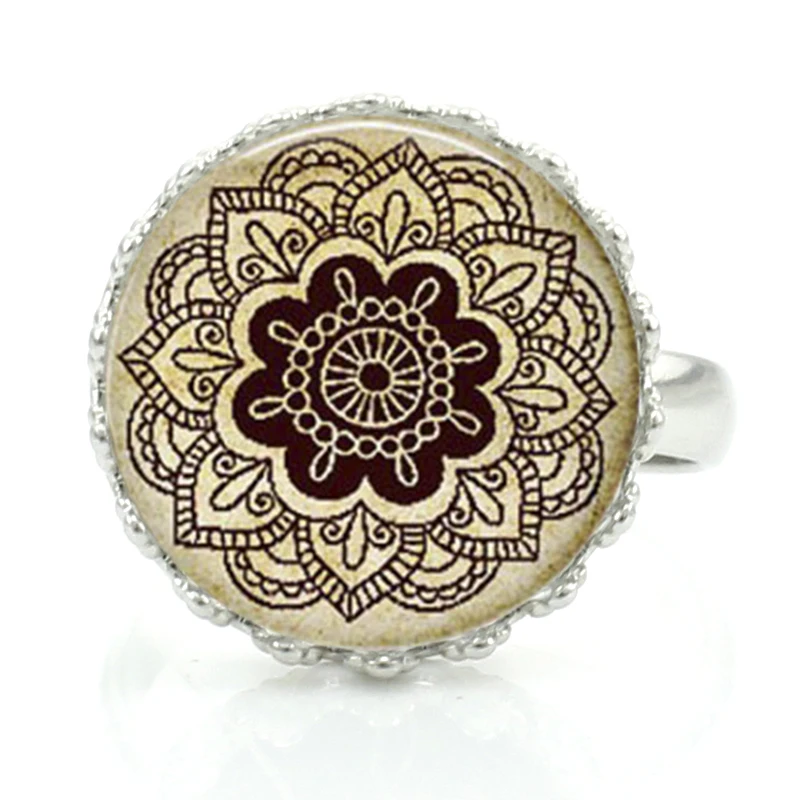TAFREE винтажное буддийское ювелирное изделие Мандала Для Йоги модные женские кольца Корона медитация искусство кольцо с символом "дзэн" для влюбленных подарки CT385
